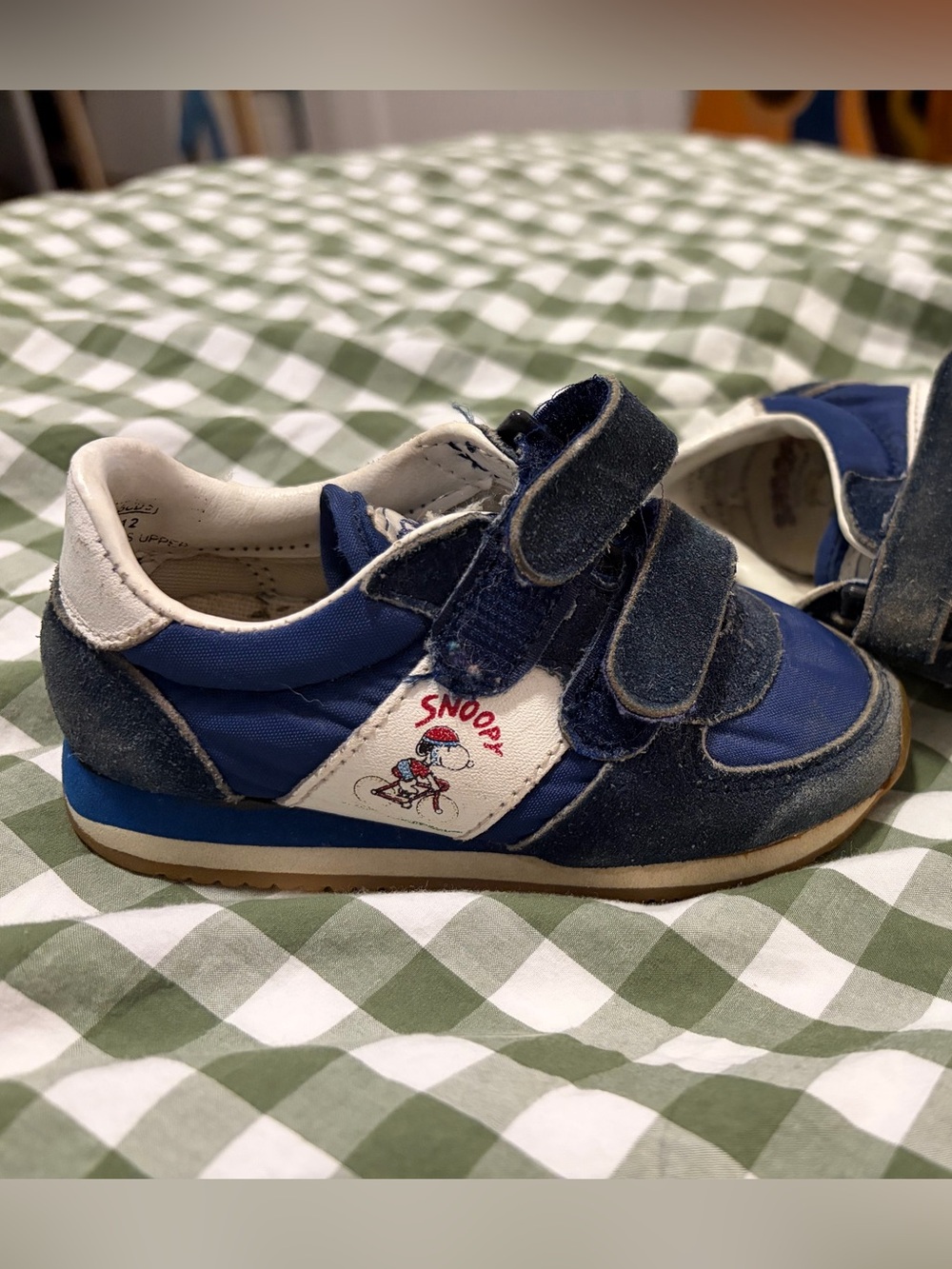 Vintage Snoopy Navy Blue Kids Velcro Sneakers